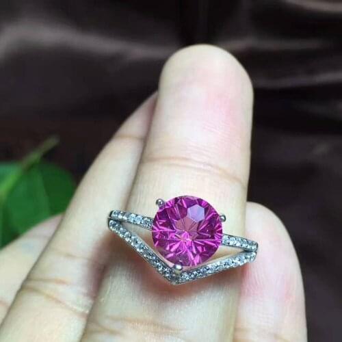 Natural 8*8mm Fireworks pink topaz gem Ring Natural gemstone Ring S925 silver elegant Triangle Pretty womens wedding jewelry