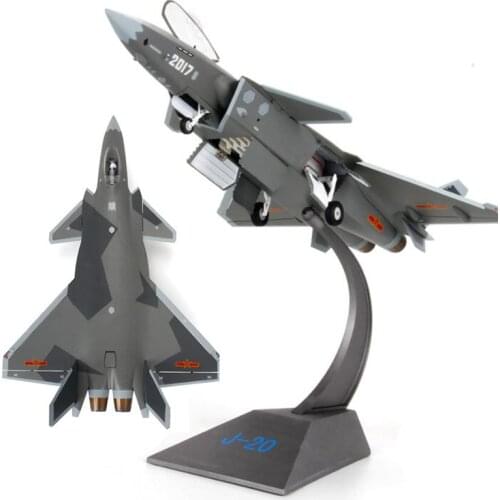 1:48 Black Stealth Jet Alloy Fourth Generation Fighter Plane 20 J20 Static Simulation Aircraft Model Toy Static Model MEMORIAL