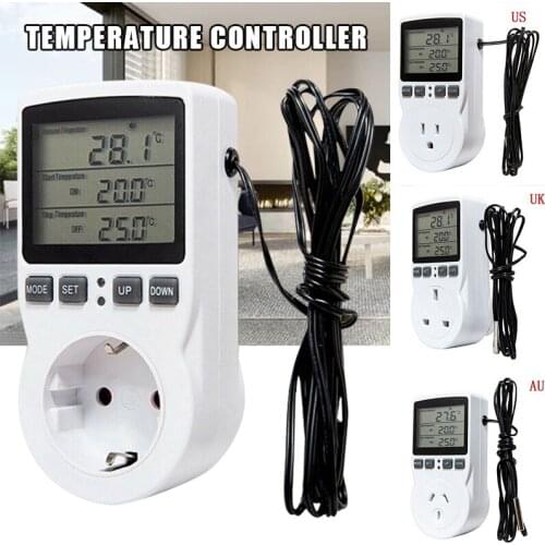 1Pc Digital LCD Plug In Thermostats Temperature Controllers Timing Socket Switch UK/FR/US/AU Plug Optional