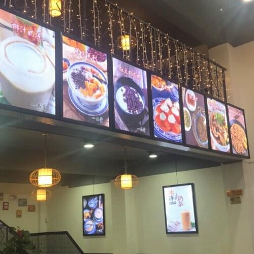10Units Black Slim Magnetic Open Aluminum Frame LED Illuminated Menu Light Boards A2 Restaurant Menu Light Boxes