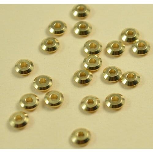 SEA MEW 100 PCS 4mm*1.4mm Metal Raw Brass Round Spacer Bead DIY Flat Beads For Jewelry Making