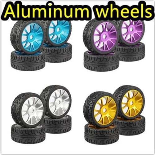 2pair RC 1/8 88mm Metal Aluminum Alloy Wheel Rim off/On-Road Car Buggy GT Tires Rubber Tyre for HSP 94760 94763 94766 94860