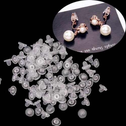 2021 New 100Pcs Clear Anti-Pain Rubber Clip On Earring Super Soft Silicone Cushion Pads