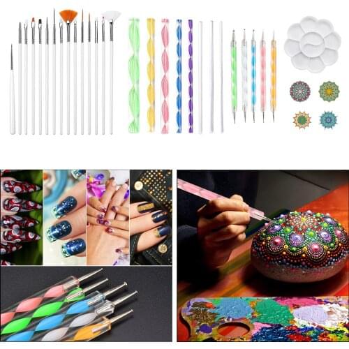 33pcs/set Mandala Dotting Tools Painting Stencils DIY Stone Embossing Starter Drawing Stylus Pens Art Kit