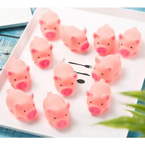5pcs/lot 5cm Cute Pig Toys Pink Screaming Rubber Pig Action Figure Toys Voice Toys Gift Pet Squeak Chew Gift