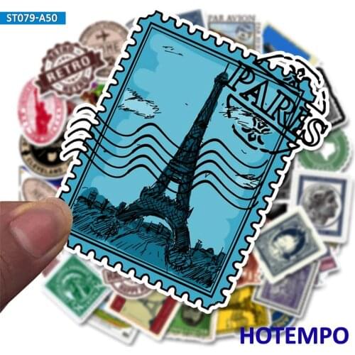 50pcs Vintage Stamp Sealing Label Travel Stickers for Girl Kids DIY Letter Decorations Scrapbooking Diary Albums Journal Sticker
