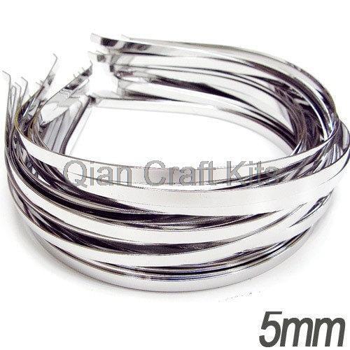 50pcs Silver tone Metal Headbands assorted sizes (1.2mm-7mm) with bent end for diy mix sizes