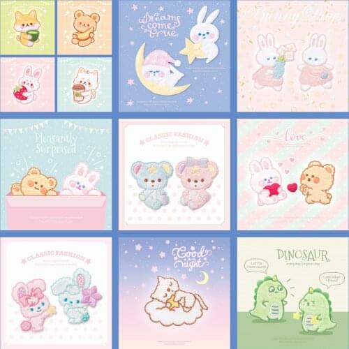 AHYONNIEX 10pcs/lot Embroidery Patches Mixed Random Cute Cartoon Iron On Patches for Clothing Sticker On Clothes Kids Jeans DIY