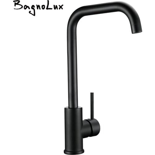 Alba Black Single Handle Hot Cold Faucet 360 Degrees Rotate torneira para cozinh Arc Kitchen Sink Faucet MIxer Tap In Black