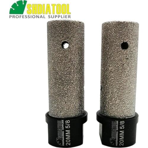 SHDIATOOL 2pcs 20mm Vacuum Brazed Diamond finger bits With 5/8-11 Thread Enlarge shape round bevel existing holes