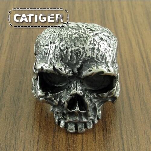 Free Shipping Punk 316L Stainless Steel Big Tooth Skeleton Motorcycles Biker Zombie Vampire Skull Ring Biker Jewelry