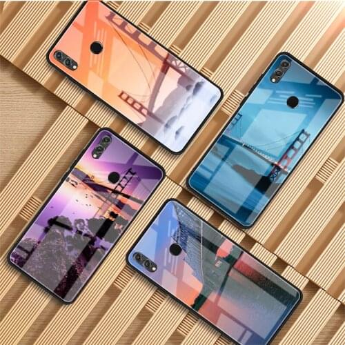 Bridge Scenery Tempered Glass Phone Case For Huawei P20 P30 P40 P40 Lite Pro Psmart Mate 20 30 Cover Shell