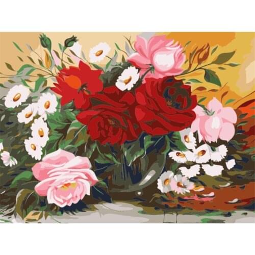 Flowers For Adults DIY Cross Stitch Embroidery 11CT Kits Craft Needlework Set Cotton Thread Printed Canvas Home Wholesale