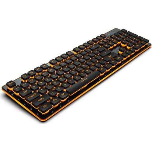 Membrane Gaming Keyboard Colorful LED Quiet Keyboard All-Metal Panel USB Wired Anti-ghosting Computer Keyboard 104 Keys