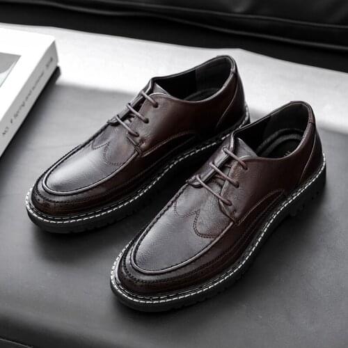 Yomior Fashion Trend Vintage Casual Men Shoes Formal Dress Leather Shoes Business Loafers Wedding Brogue Oxfords British Luxury