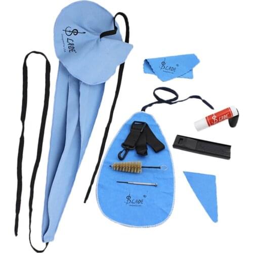 10pcs Sax Cleaning Set Belt Thumb Rest Reed Case Mouthpiece Brush Parts