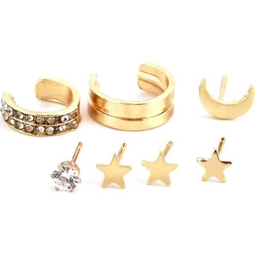 2020 New Fashion 7 pcs/set Female Rhinestone Earrings Set Gold Color Stud Earring for Women Fashion Jewelry