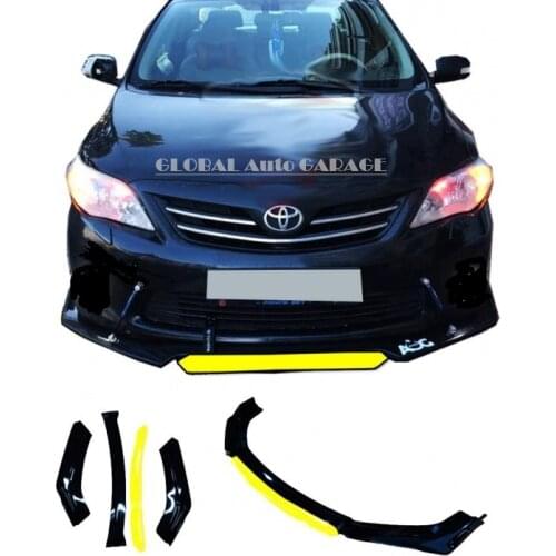 For TOYOTA COROLLA Front Bumper Attachment Lip 2006-2020 Piano Glossy Black Splitter Diffuser Universal Spoiler Bumper