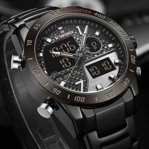 NAVIFORCE Mens Watches Fashion Analog LED Digital Quartz Dual Display Watch Men Fashion Sport Chronograph Waterproof Wristwatch