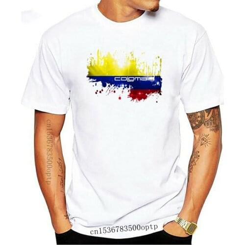New Summer Men O-Neck Print T-Shirts Fashion Slim Short Sleeve O Neck Colombia Flag - White T Shirt Top Design Online Tshirt Des