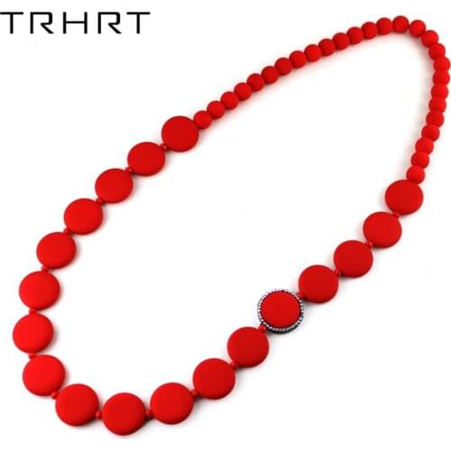 TRHRT 2018 New Fashion Elegant Bride Jewelry Resin Button Chain Pendants Long necklaces for Women go to Party