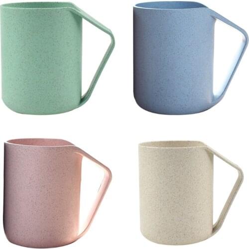 Wheat Straw Plastic Coffee Cups Mug with Handles Dishwasher Microwave Safe Unbreakable Lightweight Eco-friendly BPA Free