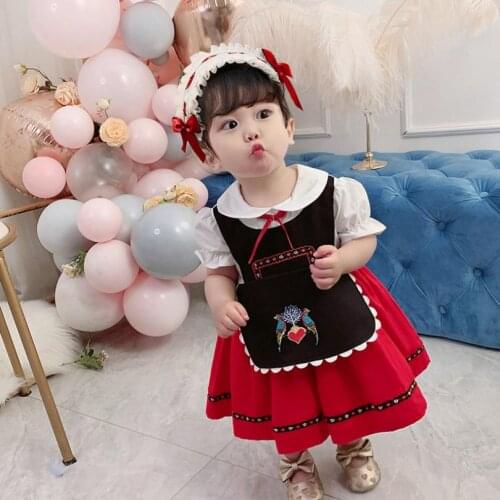 Spanish Lolita princess dress baby girl clothes embroidery print Sweet cute dress for girls birthday party dress vestidos Y3084