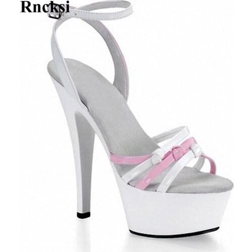 Rncksi Girl New Sexy Straps Women Spring Fashionable High-heeled Sandals 15 cm High Heels Wedding Pole Dance Sandals