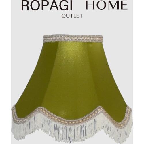 European Luxury Silk Satin Lampshades Retro Light Apple Grass Green Modern European Hand-made Fringed Lamp Shade Replacement