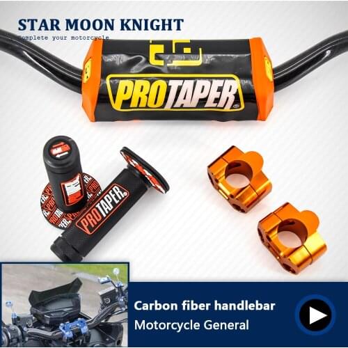 Carbon Fiber Handlebar Pads PRO Taper Grips CNC Clamp Fat Bar 1-1/8" Pit Bike Motocross Motorcycle 28mm For SX SXF EXC XCW