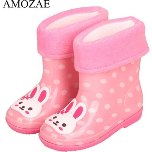 2021 New Children Rain Boots Print Cartoon Pattern Children Girls Boys Shoes Waterproof Rubber Opp Bag Package 4 Colors