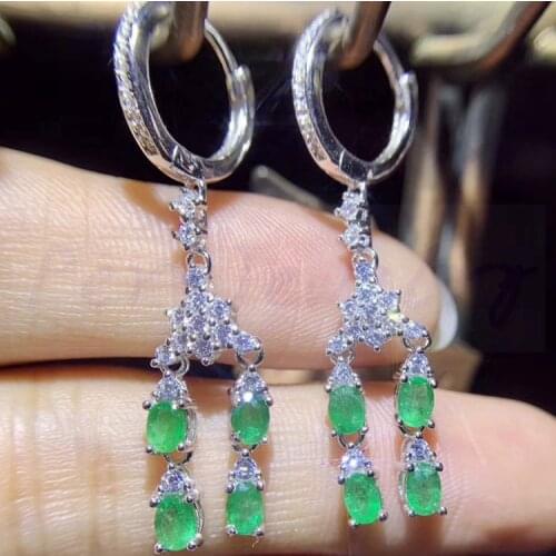 Natural emerald or ruby or sapphire hoop earring Free shipping 925 sterling silver 0.3ct*8pcs gemstone #S97901