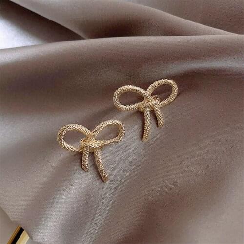 Bow Earrings Simple Metal Earring Female Elegant Temperament Bowknot Women Earrings Korean New Fashion Design Sense Jewelry