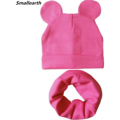 New Baby Hat with Cute Ears Cotton Hat Scarf Set Baby Hats for Girl Boy Child Cap Scarf Collars Autumn Winter Children Warm Cap