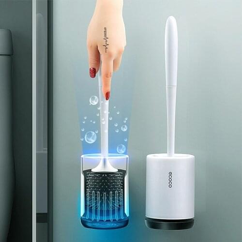Toilet Brush for Toilet Floor Cleaning Bathroom Accessories with Holder Cleaning Brush Silicone Long Handle Wall Hanging Brushes