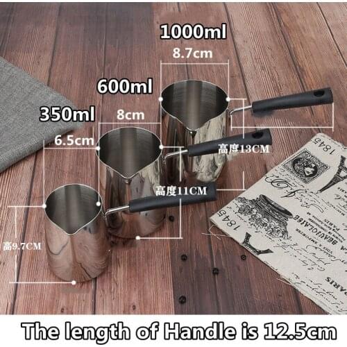 Stainless Steel Wax Melting Pot with Bakelite Long Handle Melts Wax/Candle/Soap Jug Coffee Milk Pitcher Can Be Used on Induction