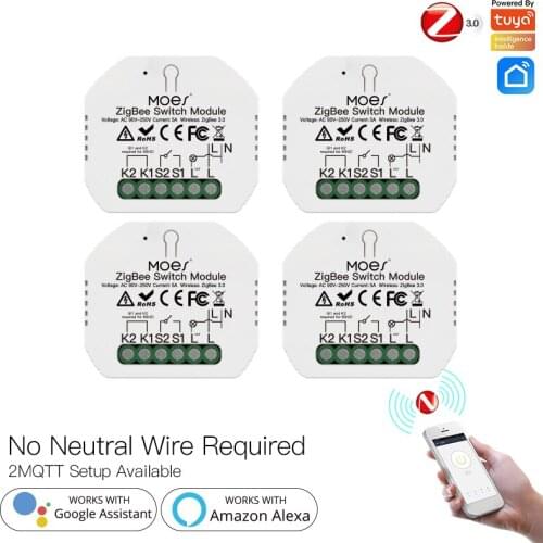 1-8pcs ZigBee 3.0 Smart Switch No Neutral Wire Timer for Tuya Smartlife SmartThings APP Support Alexa Google Home Automation