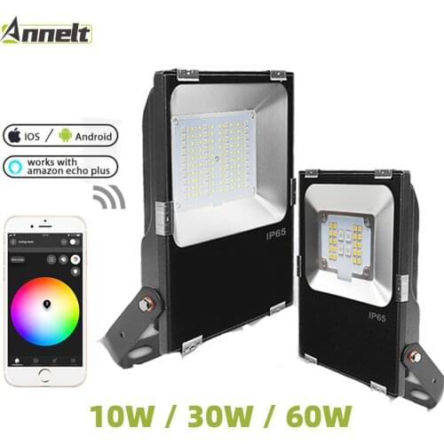 10W/30W/60W WiFi Smart LED Flood Light RGB Warm/Cold Multicolor Reflector Waterproof IP65 Outdoor Security Wall Lights Spotlight