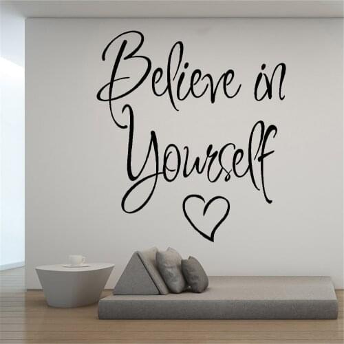 Fun Believe In Yourself Wall Stickers Home Decor Vinyl Girls Bedroom Mural For Home Decor Livingroom Bedroom Decals DW20745