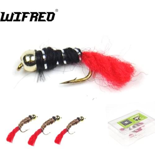 Wifreo 10pcs #14 Bead Head Buzzer Nymph Fly for Trout Fishing Flies Artificial Insect Fishing Bait Lure
