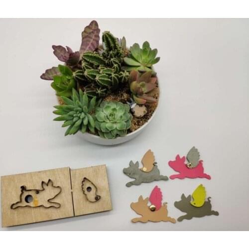 Japan Steel Blade Rule Die Cut Steel Punch Pig with Wings Cutting Mold Wood Dies for Leather Cutter for Leather Crafts 70x55mm