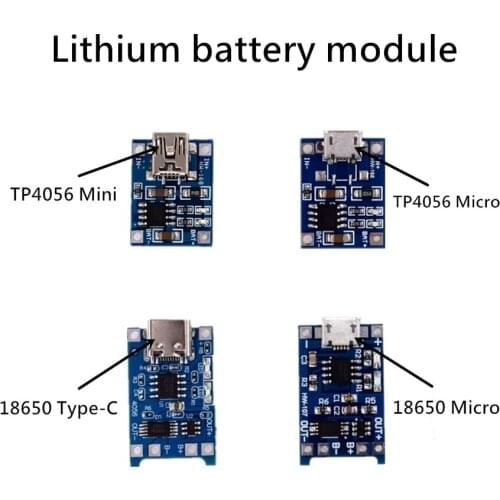 5V 1A Micro USB 18650 Type-c Lithium Battery Charging Board Charger Module With Protection Dual Functions TP4056 18650