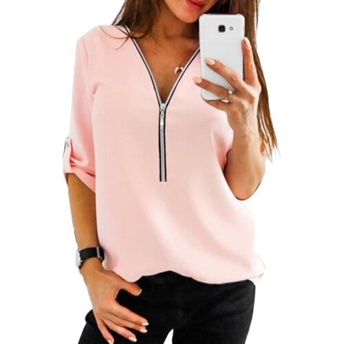 2021 Spring Autumn Women T-Shirt Casual Solid Color Long Sleeve Shirt Zipper Loose T-Shirt Women top Wine Red xl Daily wear