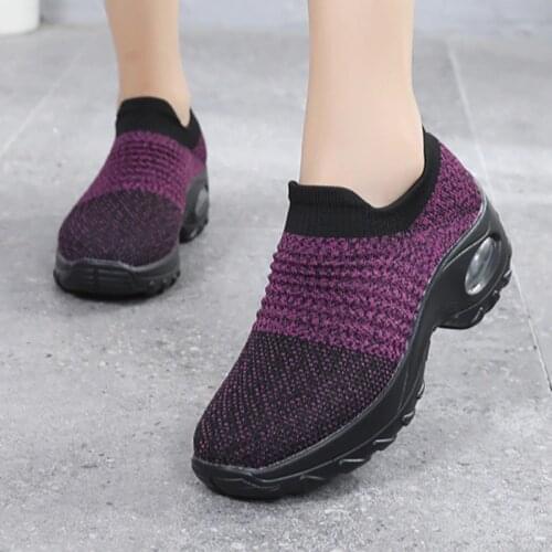 Women Shoes Sneakers Mesh Slip On Wedges Platform Tennis Shoes Lady Modern Jazz Dance Easy Shoes For Girls Womens Walking Shoes