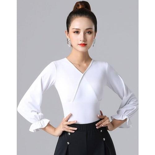 2020 WomenS National Standard Costumes Latin Dance Top Long Sleeve Shirts Waltz Ballroom Latin Dance Practice Clothes DQS5573
