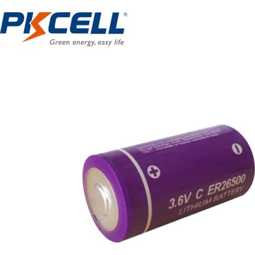 1Pcs PKCELL 3.6V ER26500 C Size Li-SOCl2 Battery with 9000mAh capacity for smart card meter Superior LR14 R14P Batteries