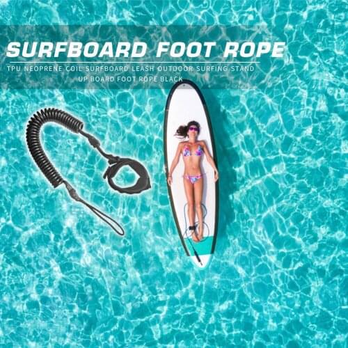 10ft Coil Surfboard Leash Surfing Stand Up Board Leash Wire Rope Black Paddle Board Ankle Leash Sup Board Foot Leg Rope