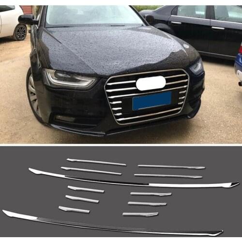 12 Pcs Car Front Bumper Grille Cover Trim Strips for- A4 B8 2013-2015