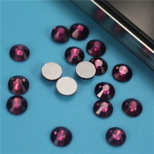 1440pcs/lot Amethyst FlatBack Strass Nail art Rhinestone 3D Glass Round Crystal Stones For DIY Nails Decorations Charms