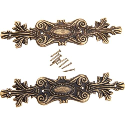 2Pcs Antique Decorative Corner Bracket Decorative Jewelry Box Wood Case Feet Leg Corner Protector Furniture Fittings with Nails